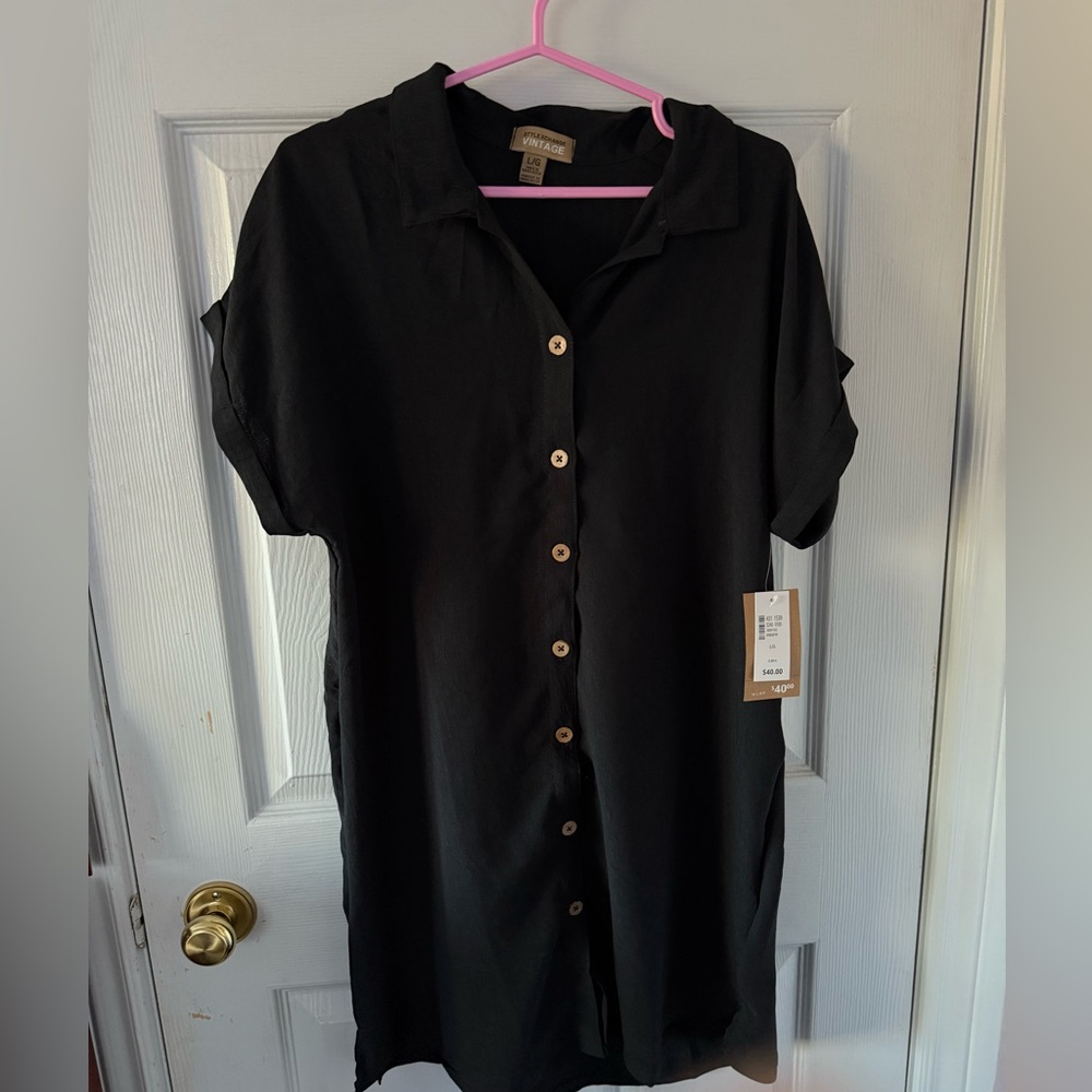 Button Black Dress